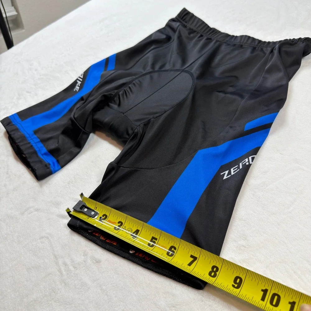 Zero Bike Padded Cycling Shorts Mens Large Black Blue Gel Padded‎ Good Condition